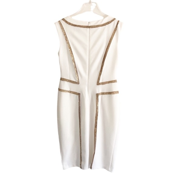 Joseph Ribkoff Ecru Gold Sequined Dress 6 - Picture 15 of 15